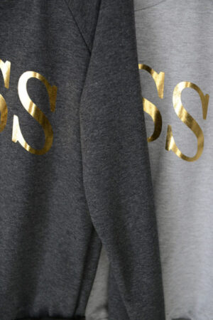 BOSS Gold Foil Print French Terry Raglan Sweater