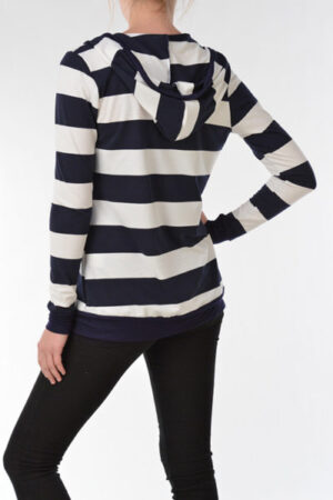 Hoodie Bold Stripe Light Weight Cardigan