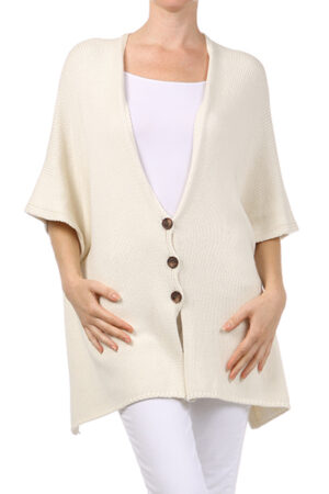 M-Rena Solid Buttoned Poncho