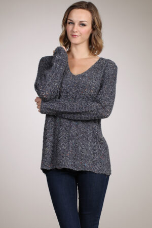 Long Sleeve Pointelle Knit Sweater