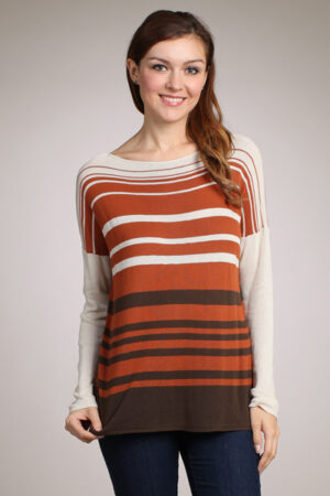 M-Rena Engineered Stripe Boatneck Sweater Top