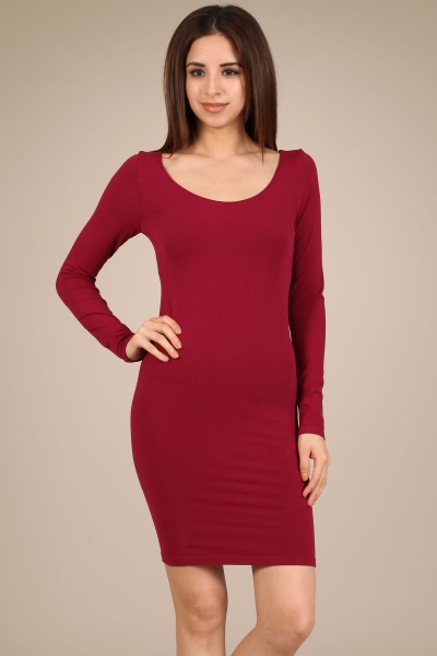 M-Rena Women's Long Sleeve Reversible Seamless Layering Dress