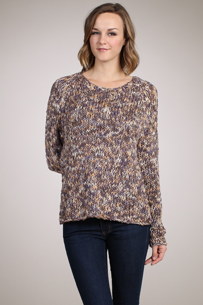 M-Rena Long Sleeve Mix Yarn Pull Over Crew Neck Sweater