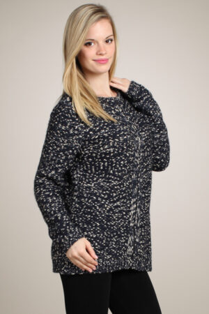 M-Rena Long Sleeve Mix Yarn Reversible Zip Up Cardigan