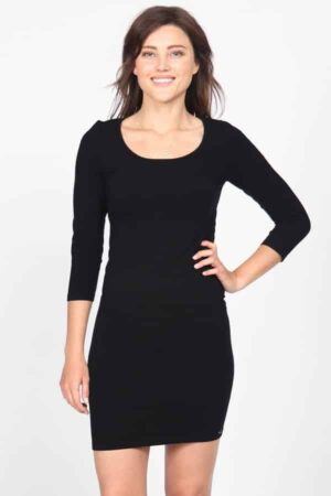 M. Rena 34 Sleeve Scoop Neck Bodycon Dress