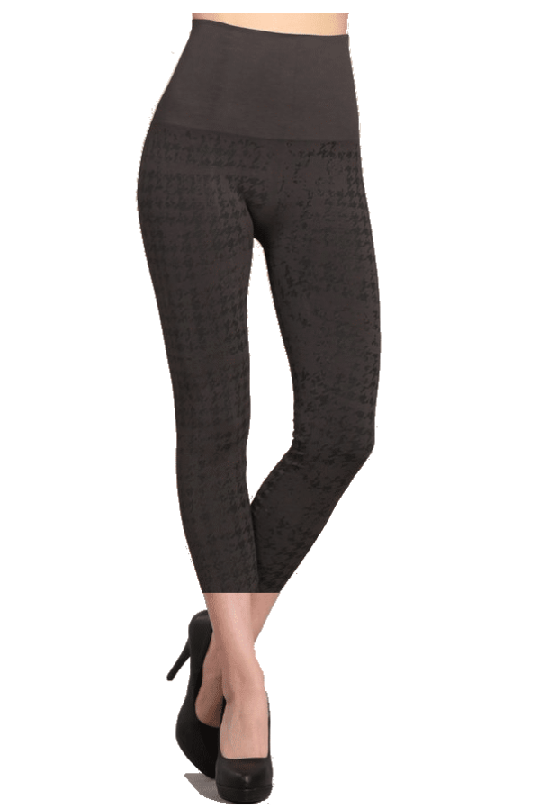 M. Rena Metallic Checkered Tummy Tuck Leggings