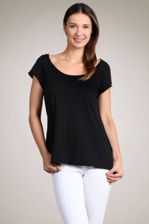 M-Rena Essential Scoop Neck Cotton Tee Top