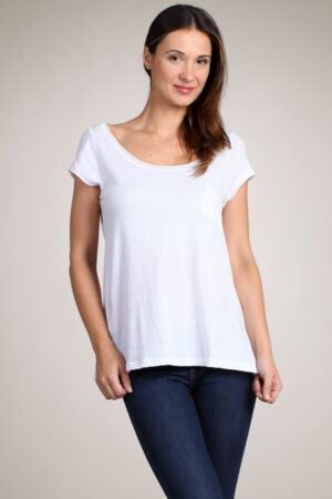 M-Rena Essential Scoop Neck Cotton Jersey Tee Top