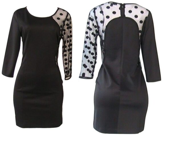 C.Luce Sexy Cocktail Dress with Polka Dots Mesh Sleeve