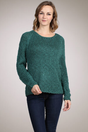 M-Rena Long Sleeve Mix Yarn Pull Over Crew Neck Sweater