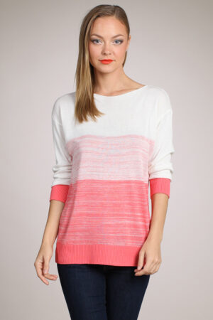 M-Rena Graduation Stripe Boat neck Sweater Top