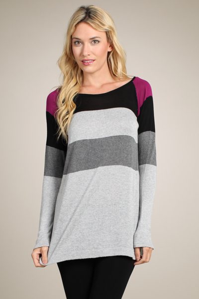 M-Rena Bold Stripe Light Weight Sweater Tunic