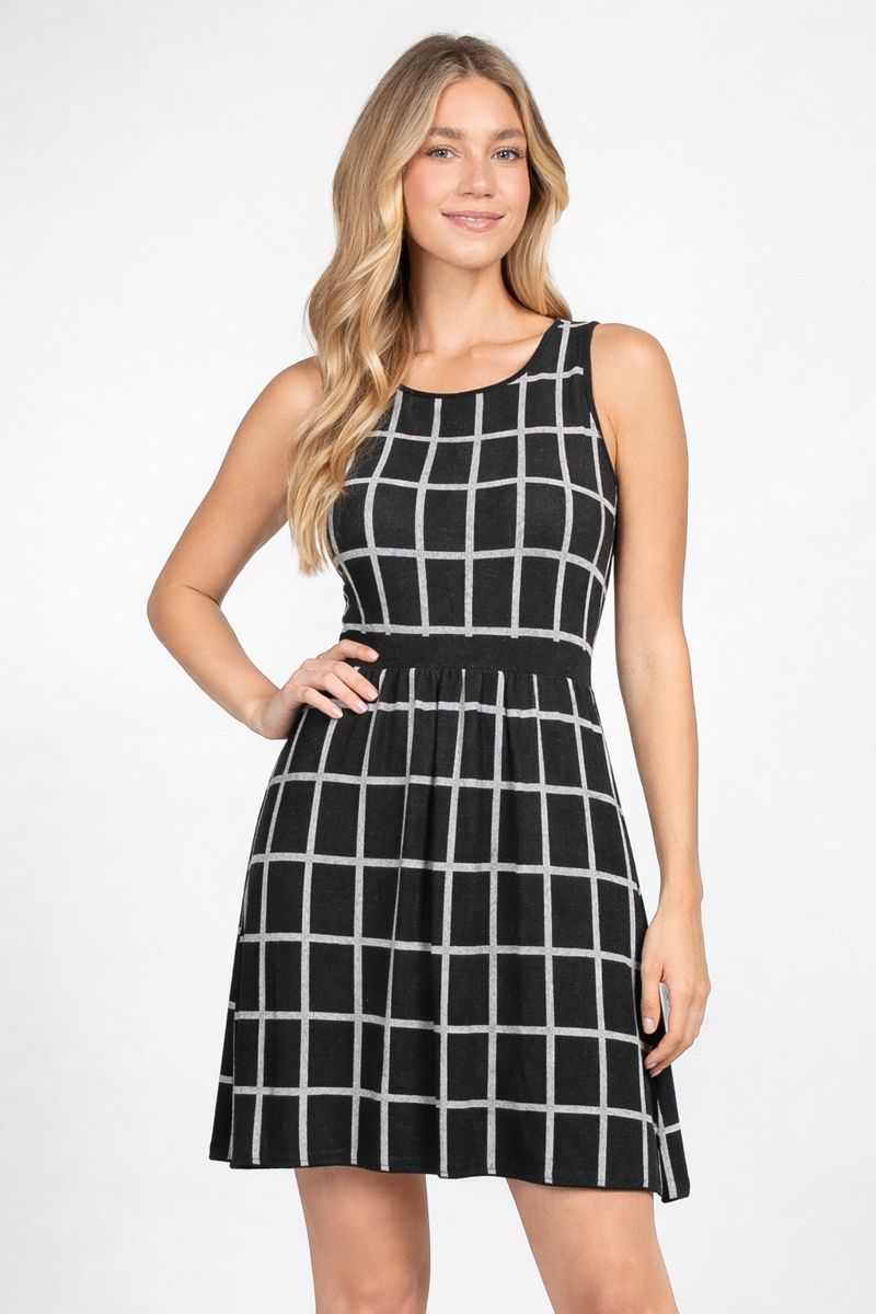 M. Rena Checker Sleeveless Sweater Dress