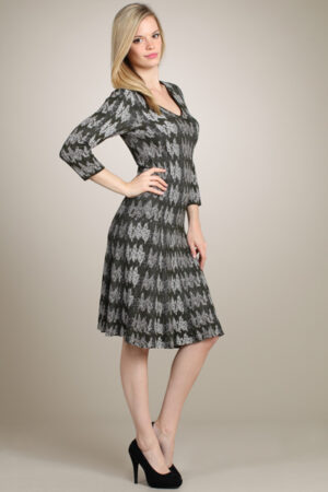 M.Rena Three-quarter Printed Knit Sweater Dress