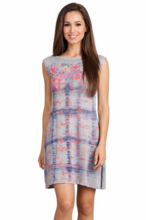 M. Rena Boat Neck Floral Knit Tunic Dress