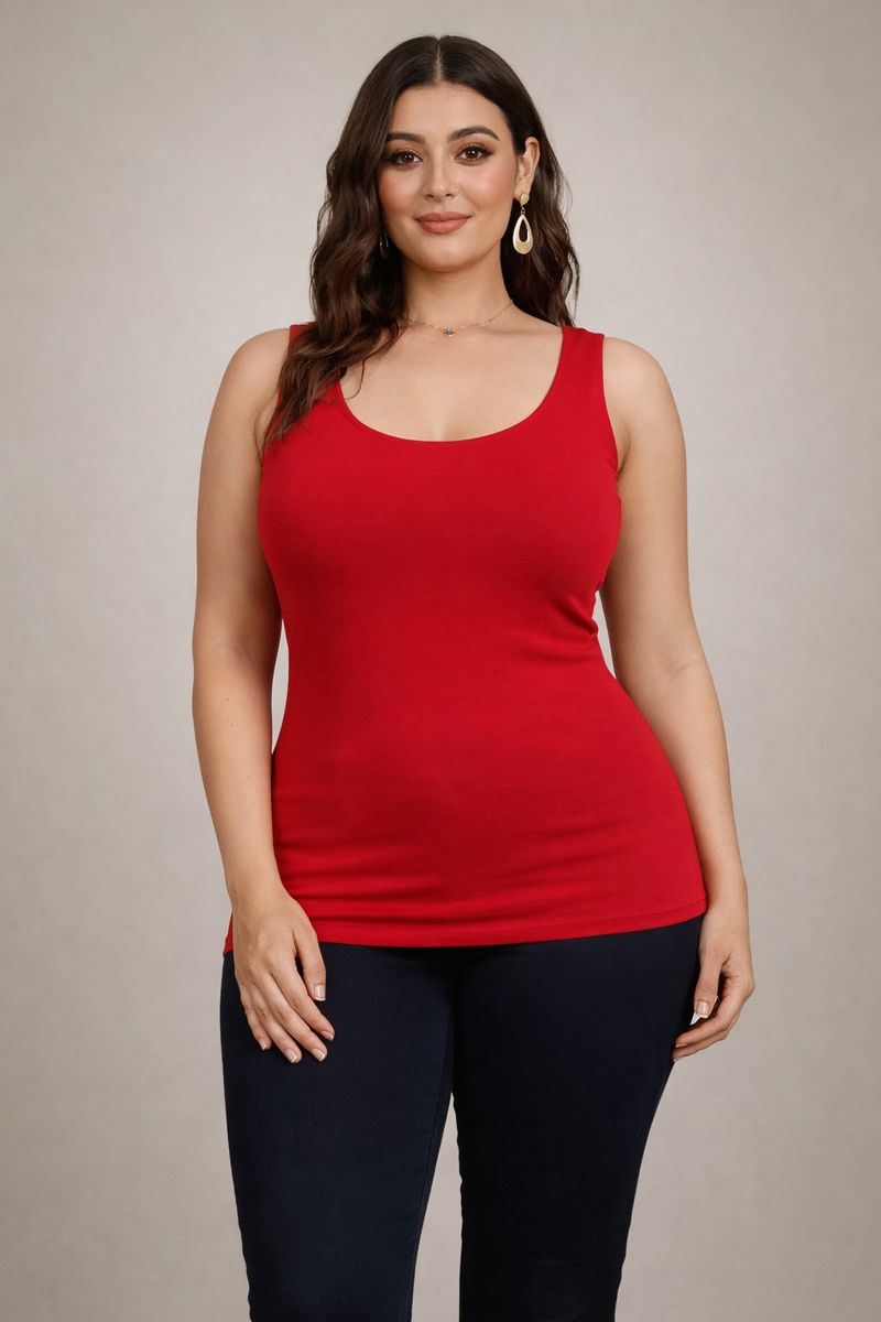 M. Rena Plus Size Seamless Reversible Scoop/V-neck Tank Top