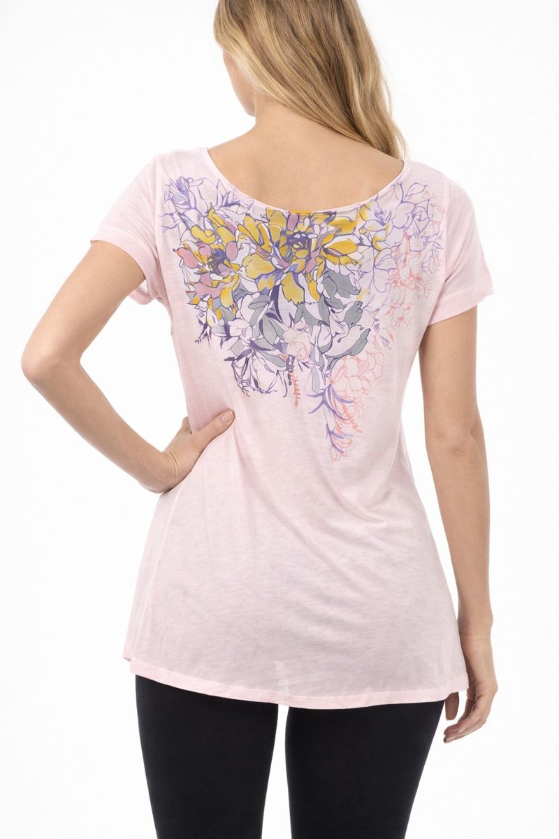 M. Rena High-Low Scoop Neck Floral Tee - Image 3