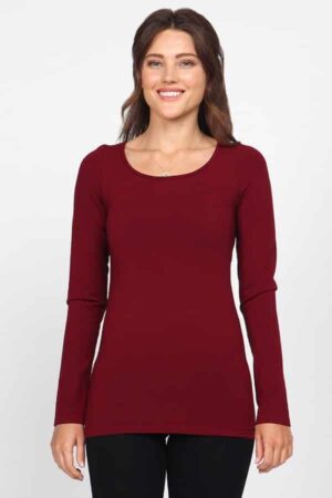 M. Rena Long Sleeve Scoop Neck Seamless Tee