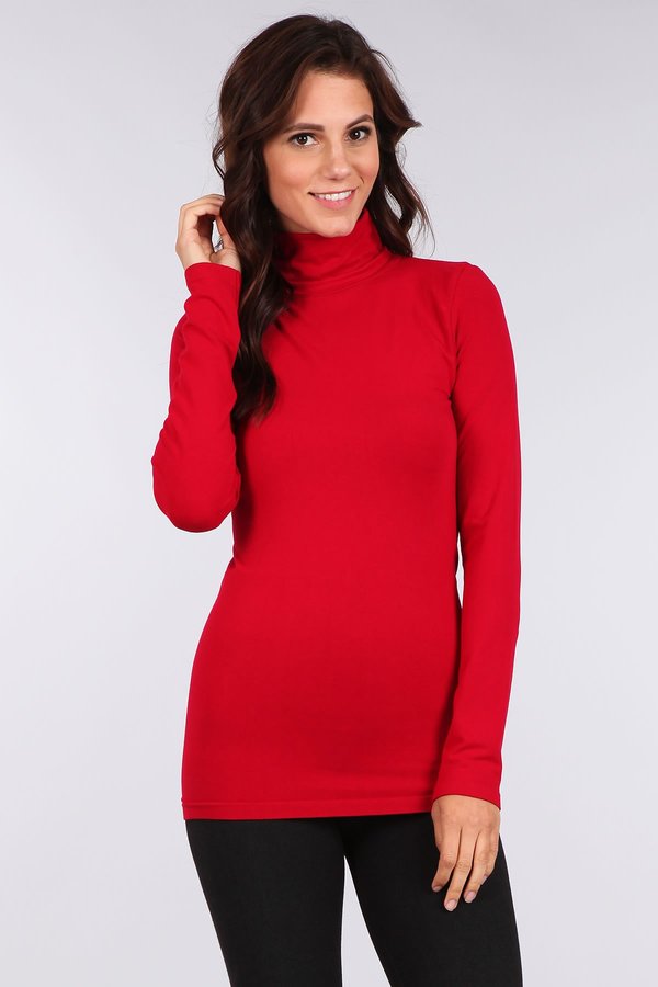 Seamless Long Sleeve Turtleneck Top