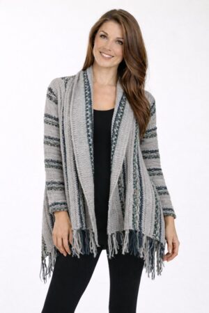 M. Rena Fringe Open Knitted Cardigan