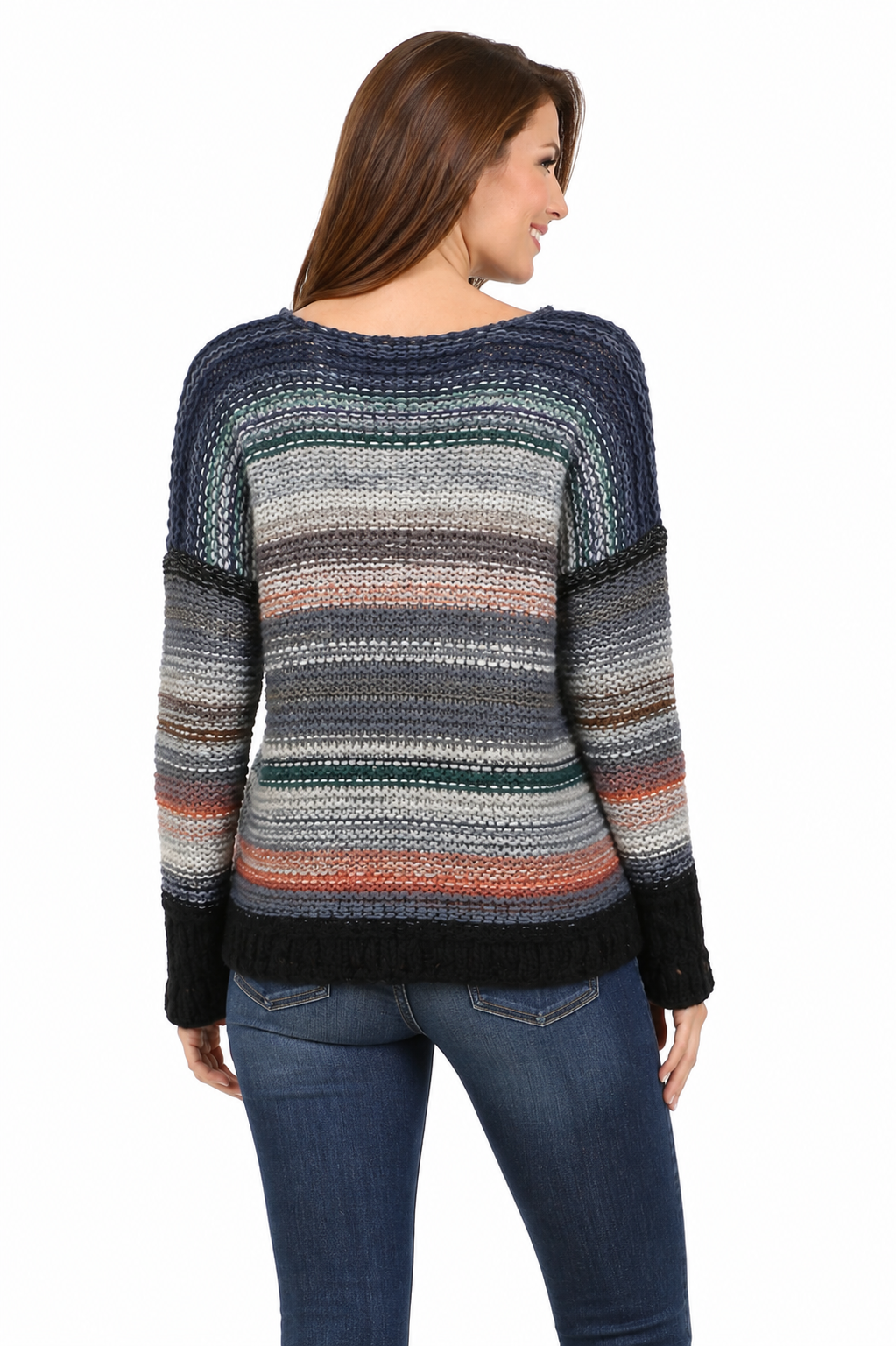 M. Rena Long Sleeve Striped Knitted Sweater - Image 3