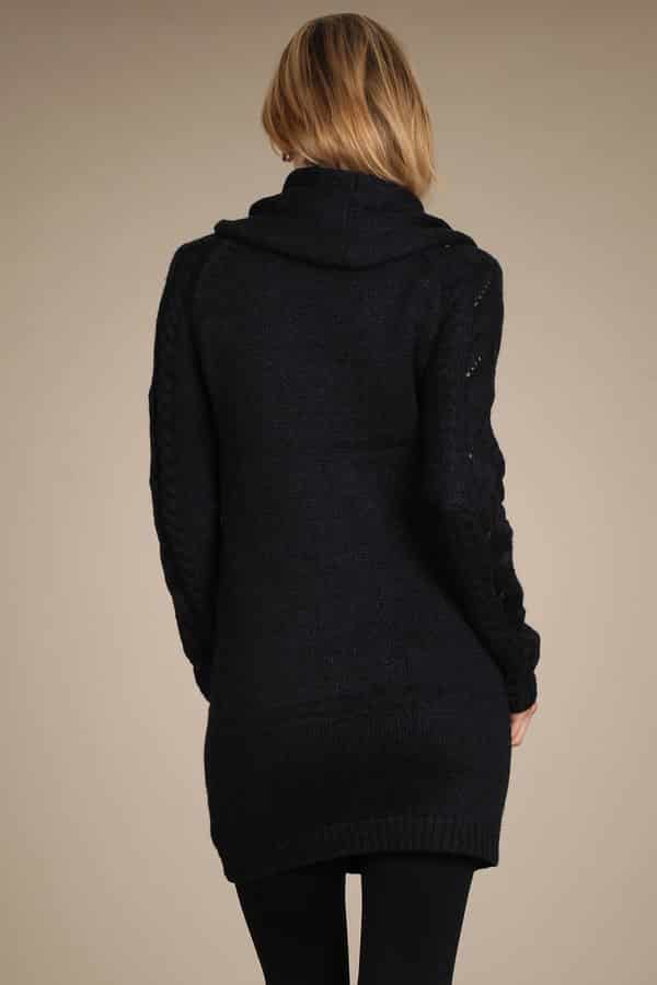 M.Rena Detachable Cowl Neck Tunic Sweater