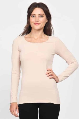 M. Rena Long Sleeve Scoop Neck Seamless Tee