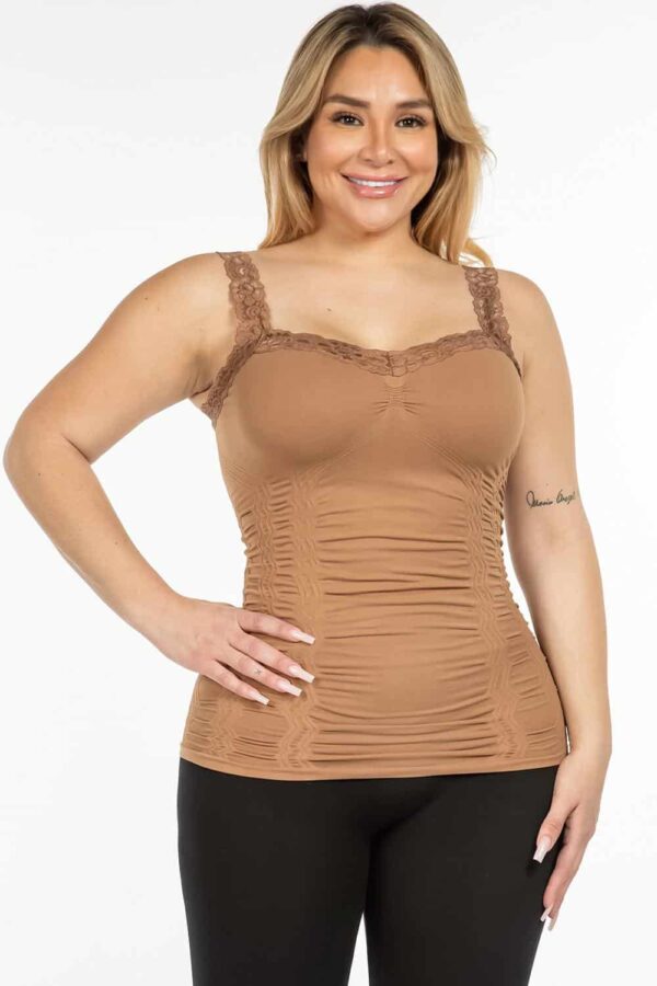 M. Rena Plus Size Corset Look Seamless Camisole Camel