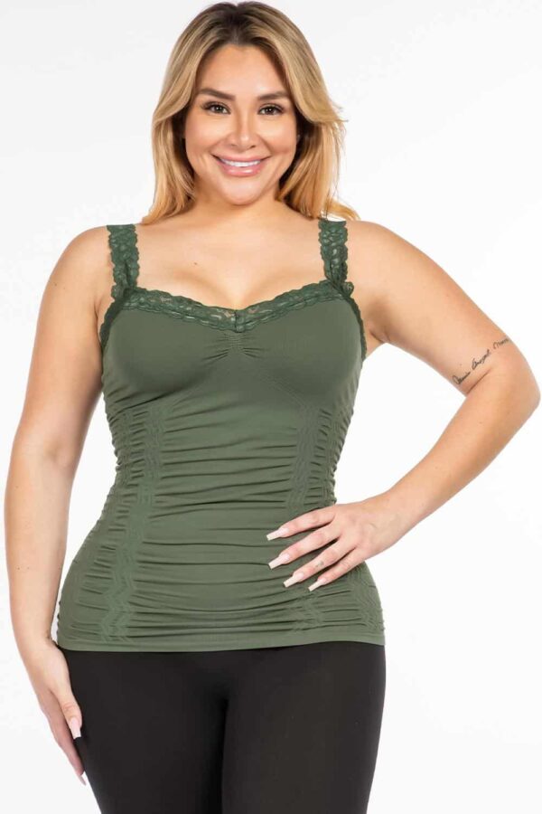 M. Rena Plus Size Corset Look Seamless Camisole Olive back