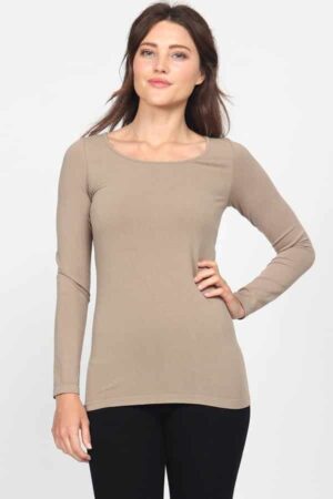 M. Rena Long Sleeve Scoop Neck Seamless Tee
