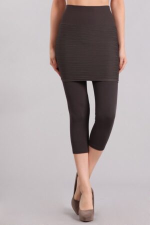 M.Rena Capri Ribbed Skirted Leggings