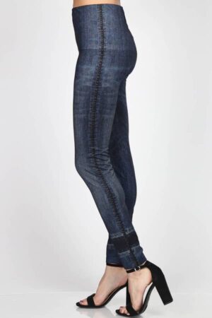 M. Rena Sublimation Denim Print Tummy Tuck Leggings