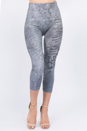 M. Rena Cropped Wild Safari Print Tummy Tuck Legging