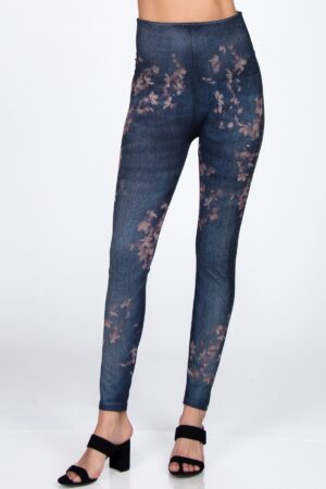 M. Rena Beautiful Floral Denim Leggings