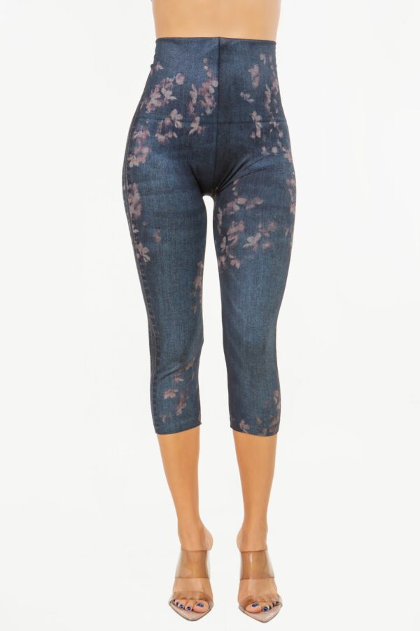M. Rena Cropped Floral Denim Leggings