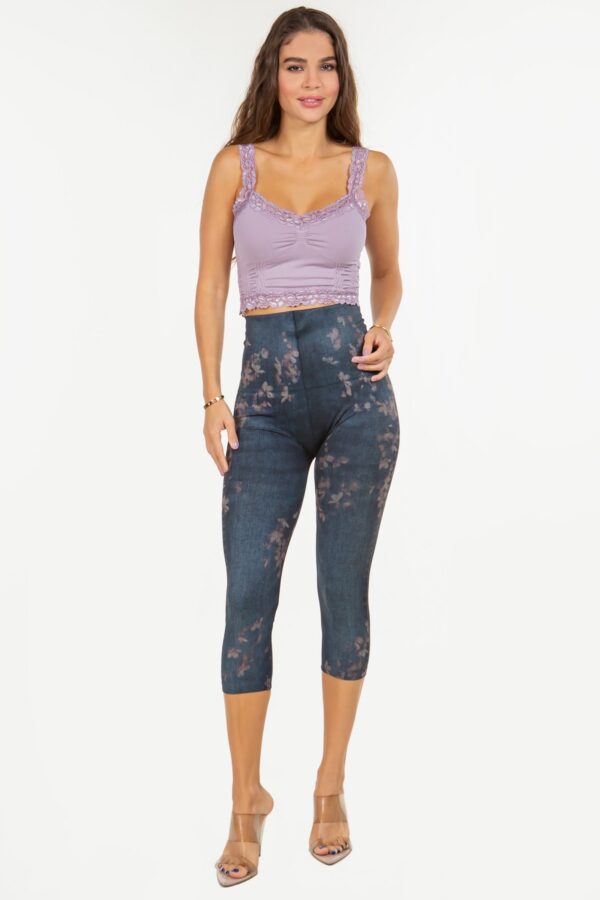 M. Rena Cropped Floral Denim Leggings