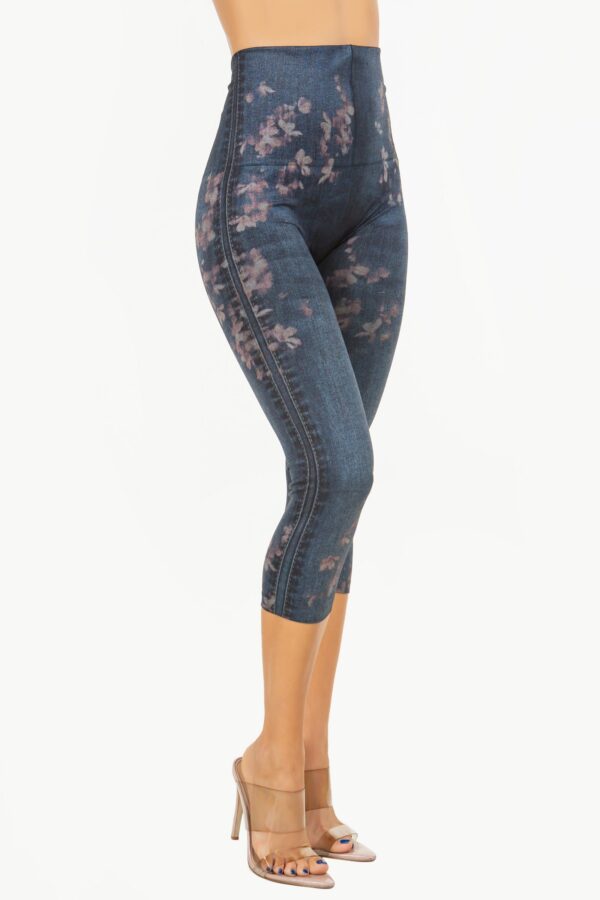 M. Rena Cropped Floral Denim Leggings
