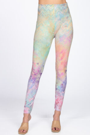 M. Rena Water Colors Print Tummy Control Leggings
