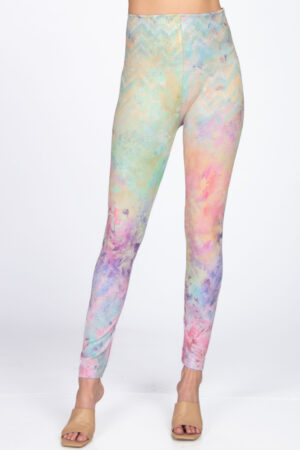 M. Rena Water Colors Print Tummy Control Leggings