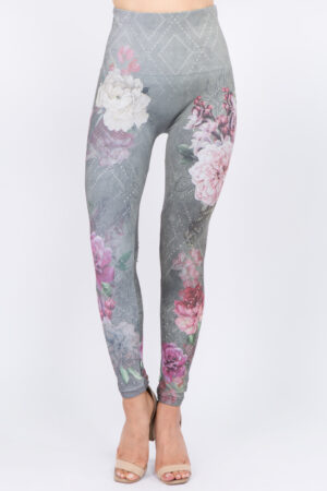 M. Rena Floral Print Tummy Control Leggings