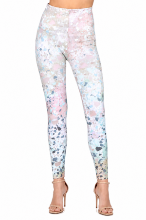 M. Rena Pink Terrazzo Tile Print Tummy Control Leggings