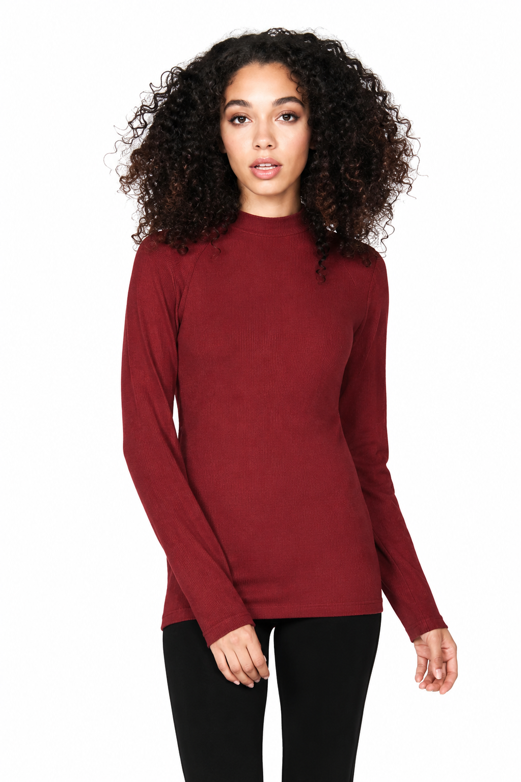 M. Rena Warm Ribbed Turtle Neck Long Sleeve Pullover Casual Tee Top - Image 7