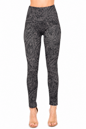 M. Rena Denim Leggings with Paisley Sublimation Print