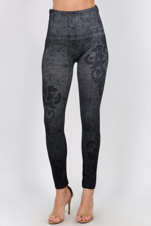 M. Rena Denim Leggings with Vineyard Sublimation Print