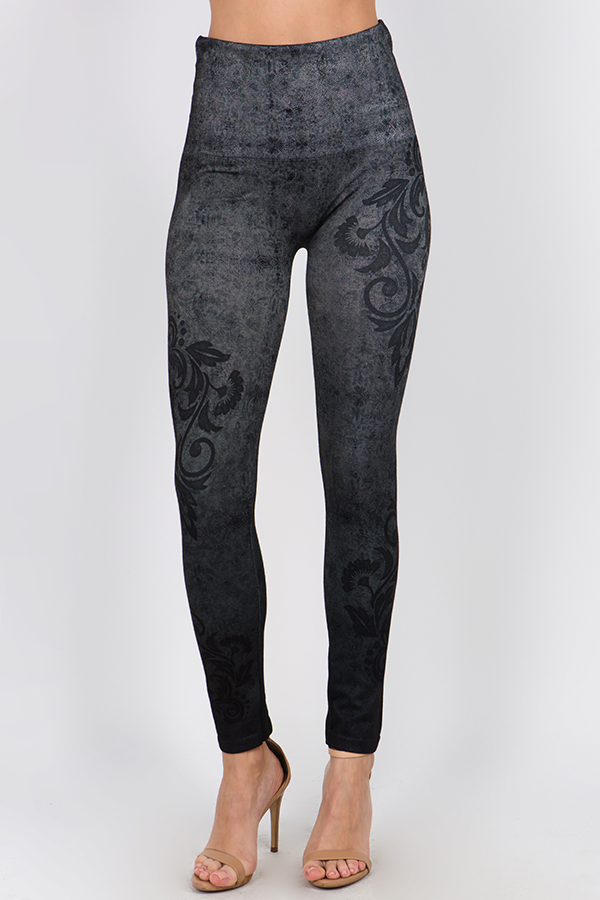 M. Rena Denim Leggings with Vineyard Sublimation Print