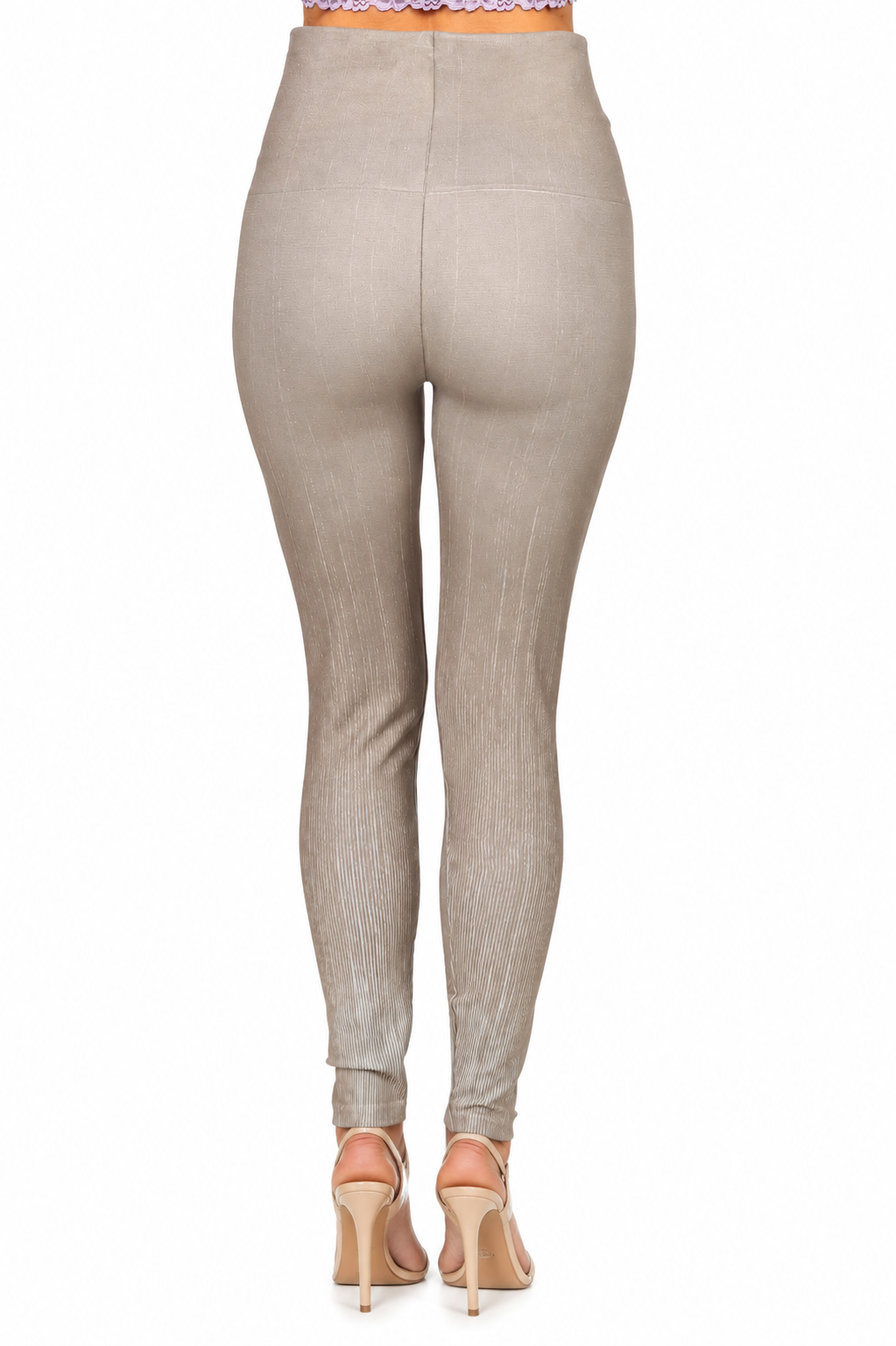M. Rena Taupe High-Waisted Leggings - Image 3