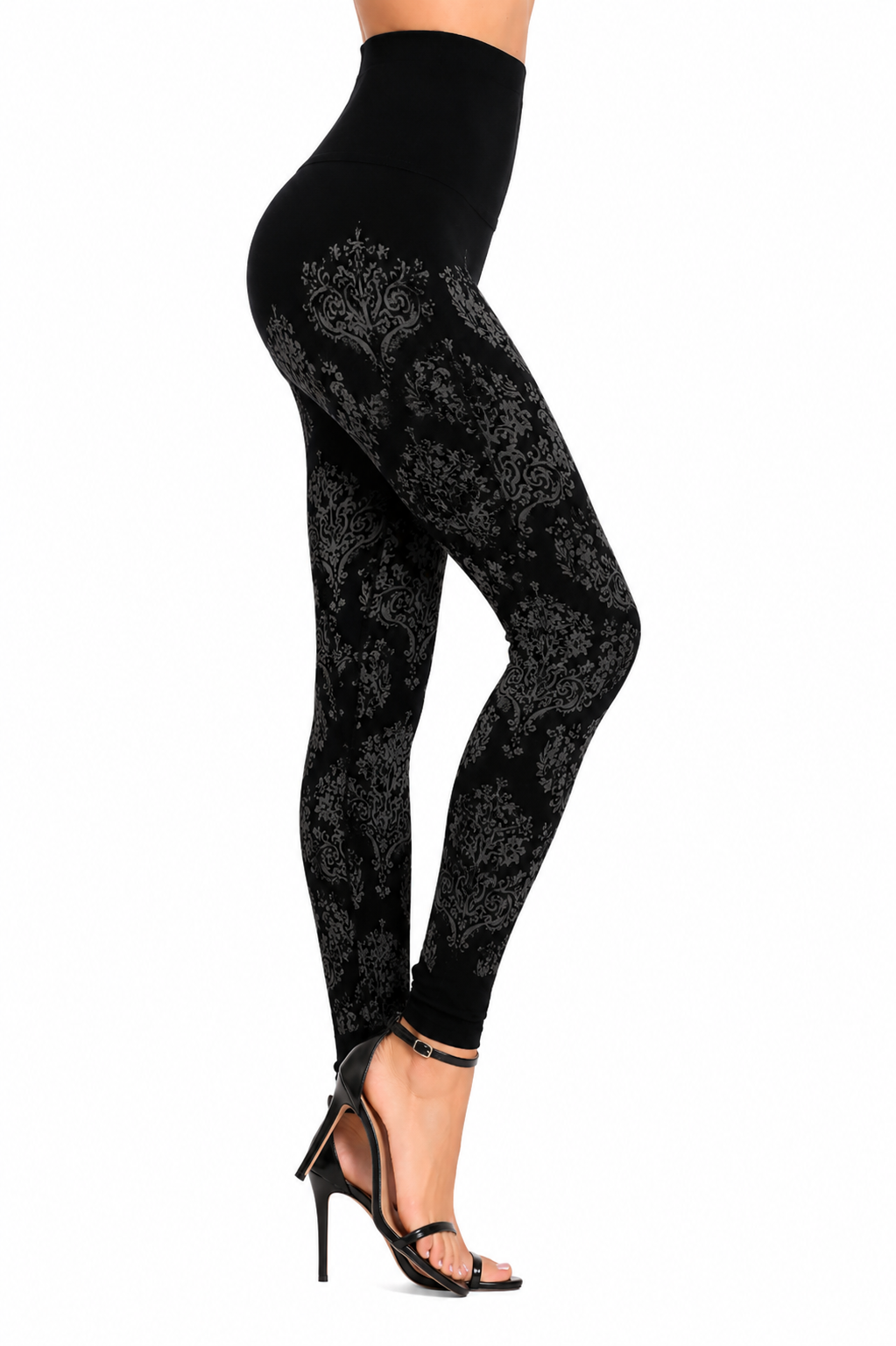 M. Rena Black Damask High-Waisted Leggings - Image 3