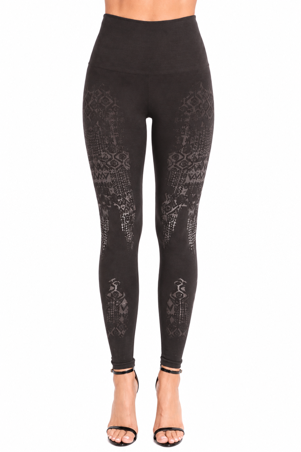 M. Rena High-Waisted Charcoal Geo Print Leggings