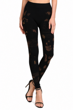 M. Rena Women's Black Botanical Print Seamless Leggings